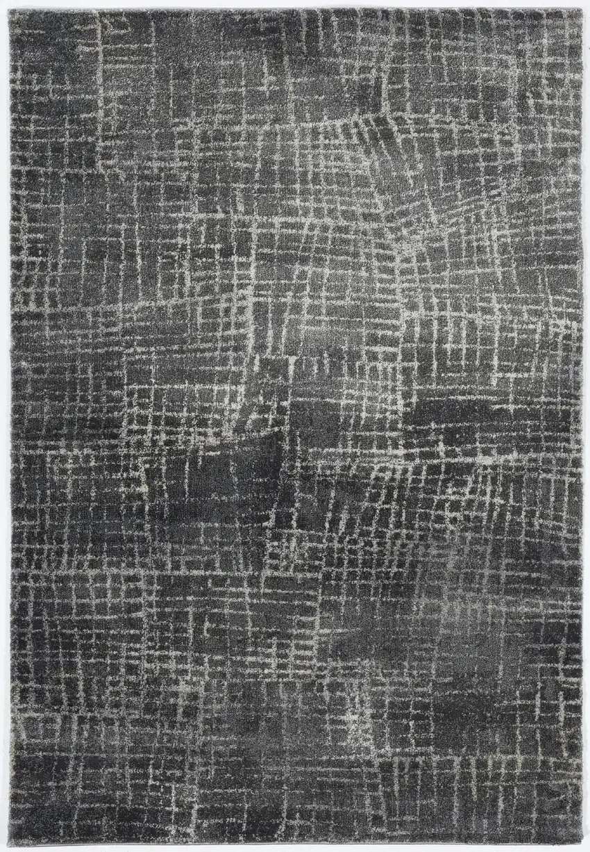 2' X 7' Grey Abstract Lines Runner Rug Photo 4