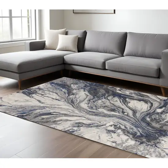 Blue And Gray Abstract Area Rug Photo 1