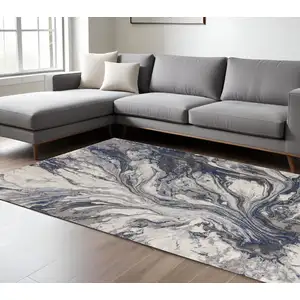 Photo of Grey Abstract Marble Design Indoor Area Rug