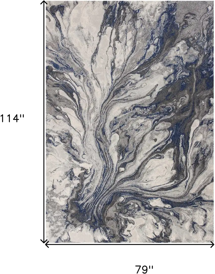Grey Abstract Marble Design Indoor Area Rug Photo 7