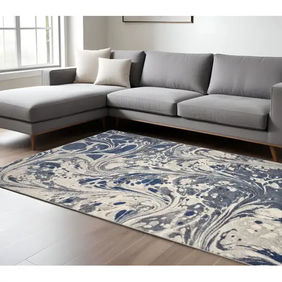 Blue Gray And Ivory Abstract Area Rug Photo 1