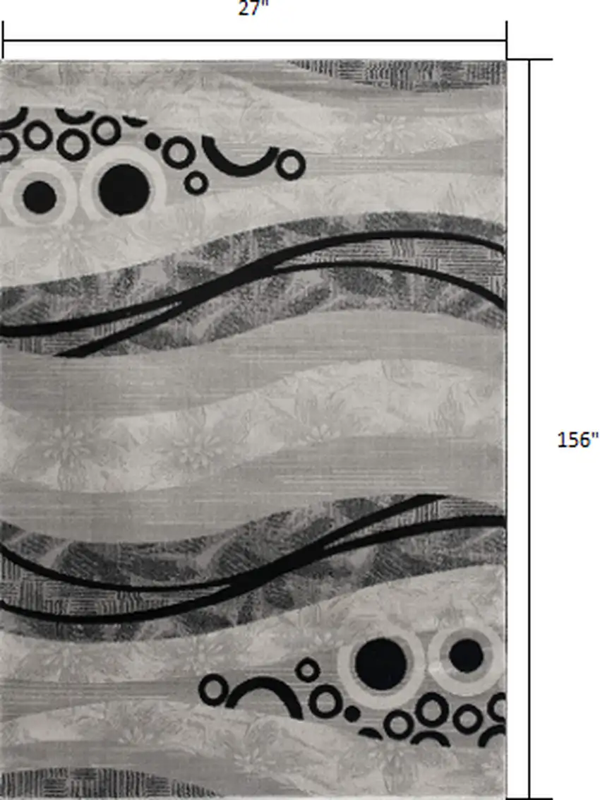 Grey Abstract Power Loom Runner Rug Photo 7