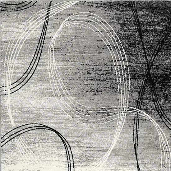 13' Gray And Ivory Abstract Shag Runner Rug Photo 5