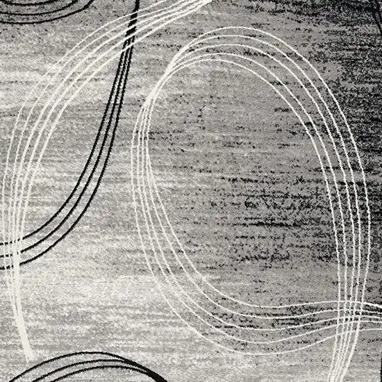 13' Gray And Ivory Abstract Shag Runner Rug Photo 4