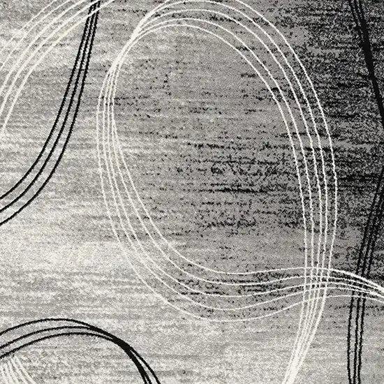 15' Gray And Ivory Abstract Shag Runner Rug Photo 4