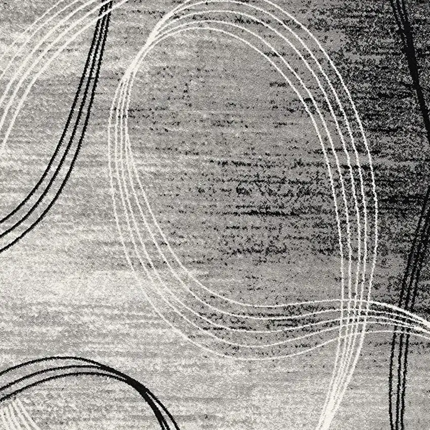 15' Gray And Ivory Abstract Shag Runner Rug Photo 4