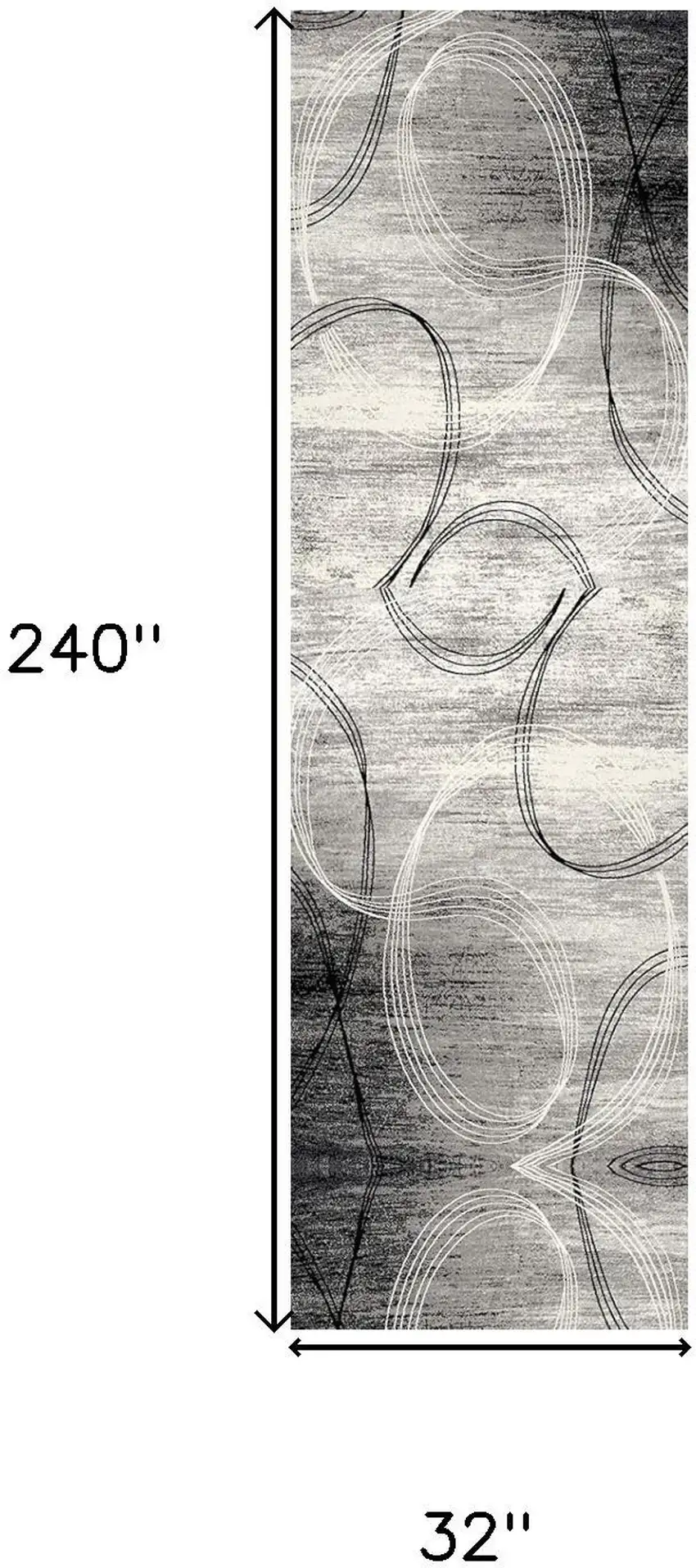 20' Gray and Ivory Abstract Shag Power Loom Runner Rug Photo 3