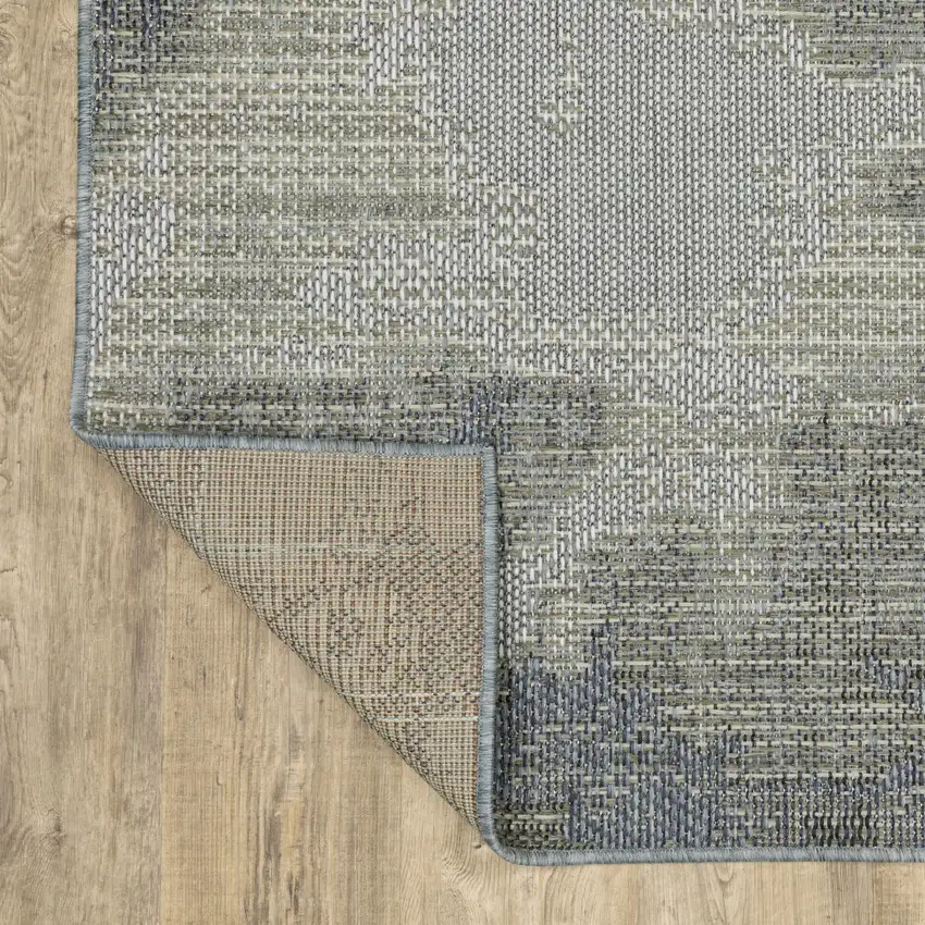 Grey Abstract Stain Resistant Indoor Outdoor Area Rug Photo 7