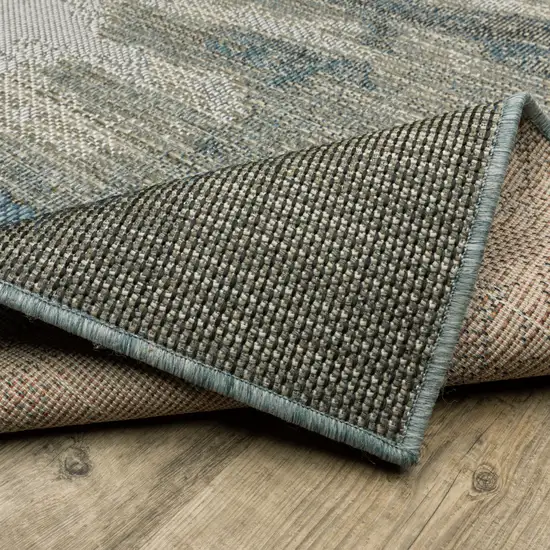 Grey Abstract Stain Resistant Indoor Outdoor Area Rug Photo 9