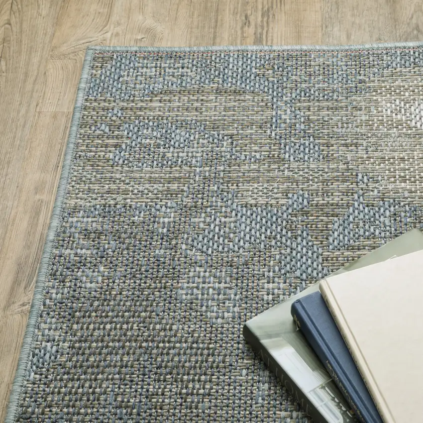 Grey Abstract Stain Resistant Indoor Outdoor Area Rug Photo 6