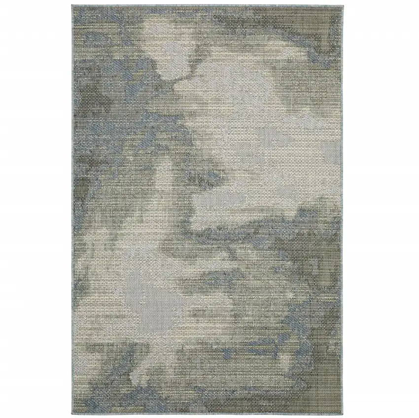 Grey Abstract Stain Resistant Indoor Outdoor Area Rug Photo 1