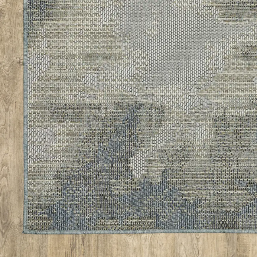 Grey Abstract Stain Resistant Indoor Outdoor Area Rug Photo 8