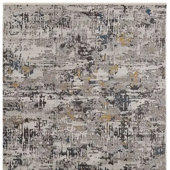Gray Black And Gold Abstract Distressed Area Rug Photo 4