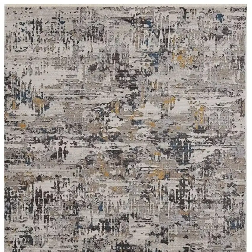 Gray Black And Gold Abstract Distressed Area Rug Photo 4