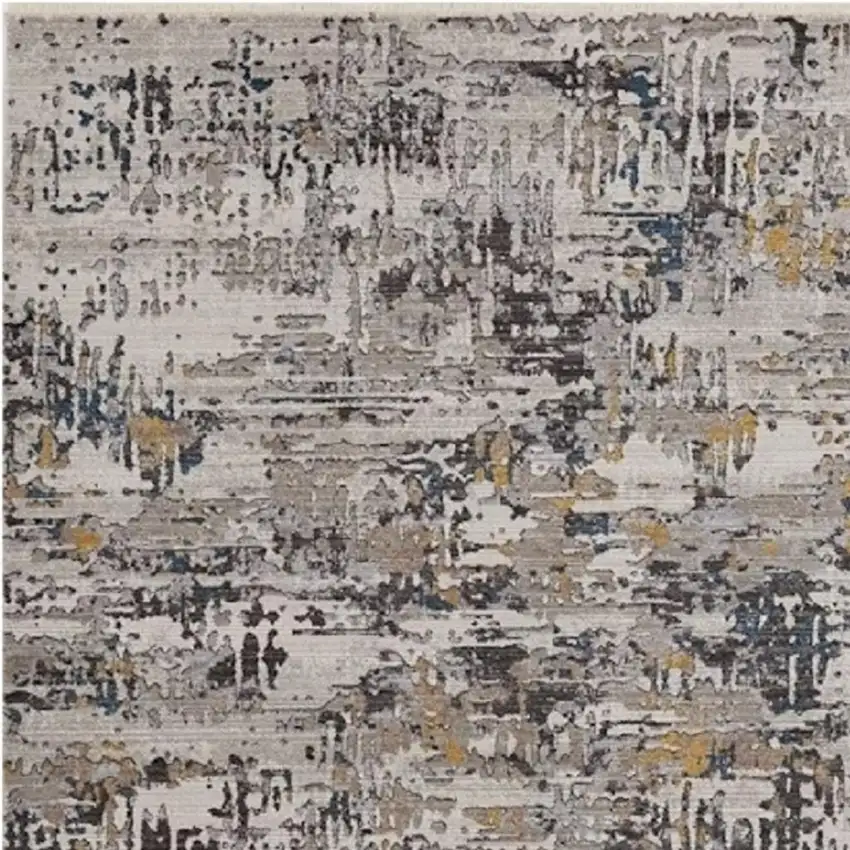 Gray Black And Gold Abstract Distressed Area Rug Photo 3