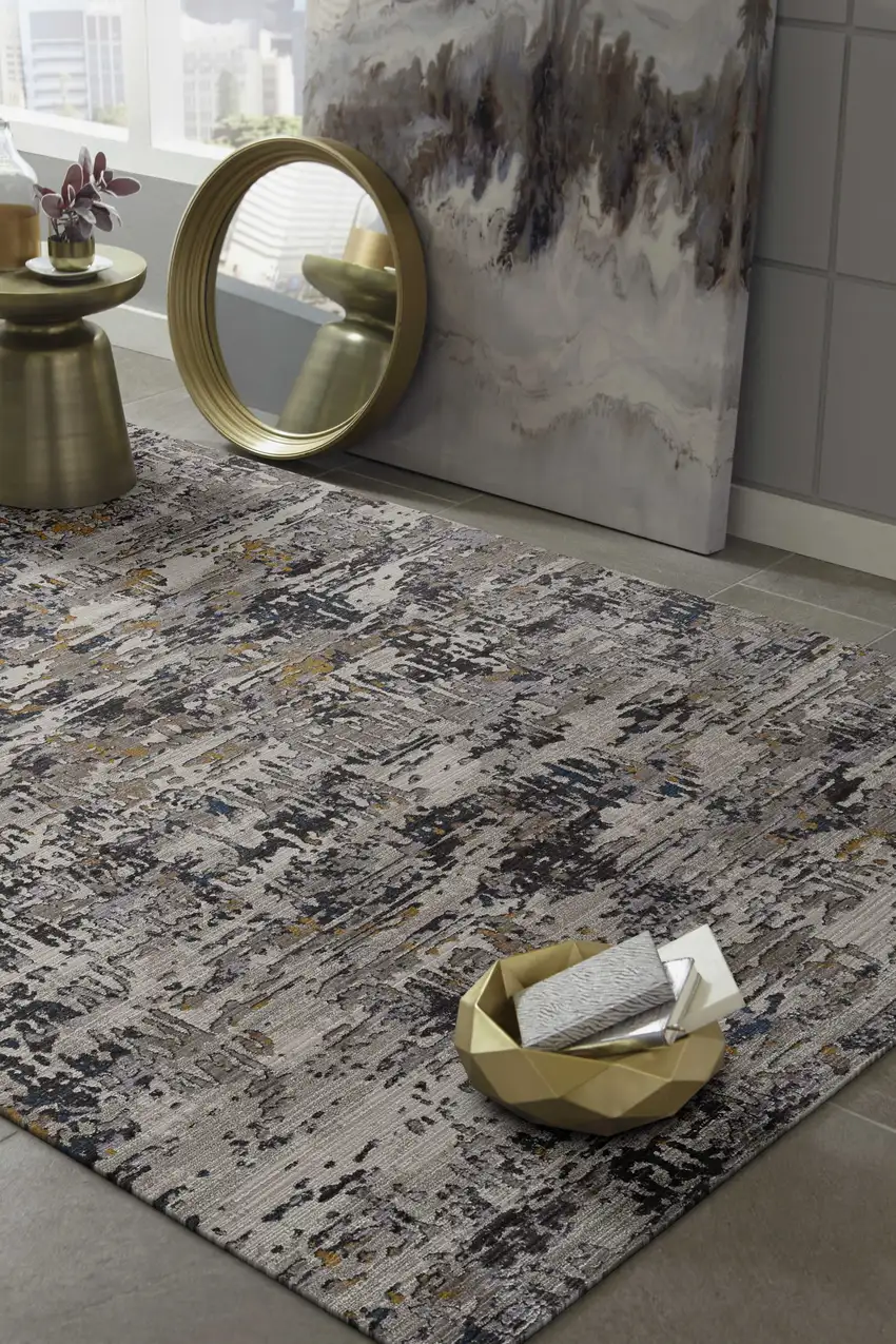 Grey Abstract Transitional Indoor Area Rug Photo 3