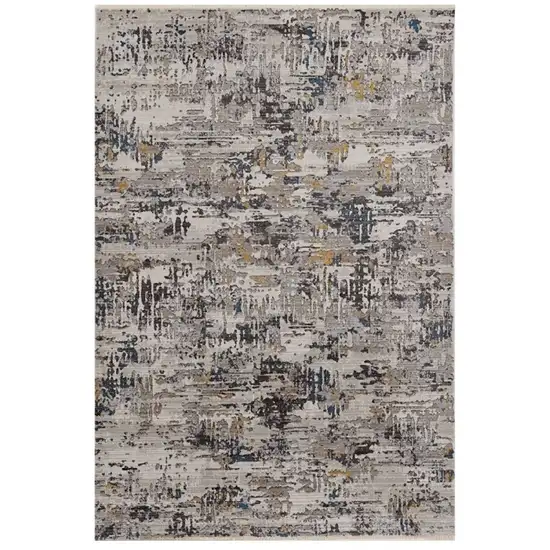 Gray Black And Gold Abstract Distressed Area Rug Photo 1