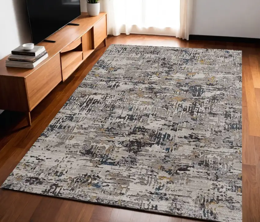 Grey Abstract Transitional Indoor Area Rug Photo 1