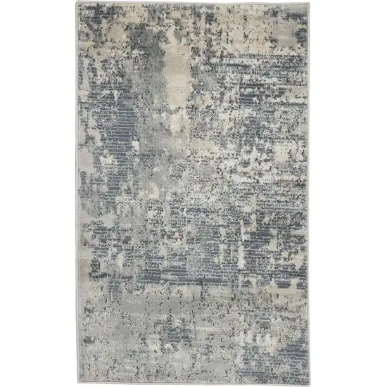 Beige And Gray Abstract Distressed Area Rug Photo 8
