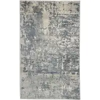 Photo of Grey And Beige Abstract Power Loom Non Skid Area Rug