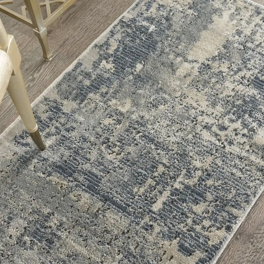 Beige And Gray Abstract Distressed Area Rug Photo 6