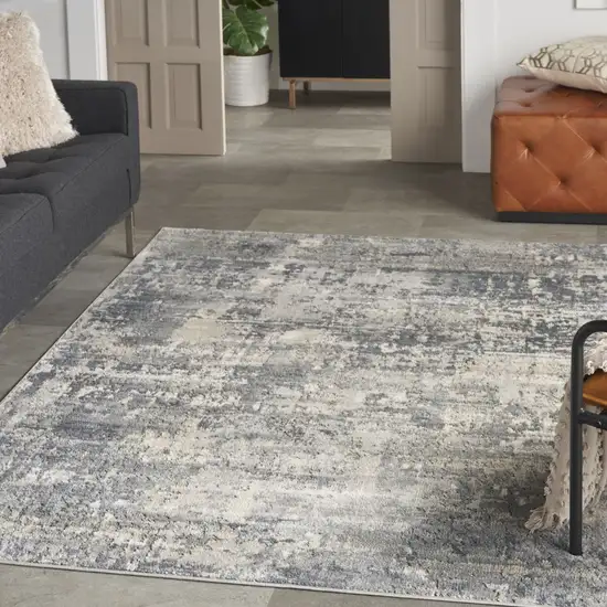Grey And Beige Abstract Power Loom Non Skid Area Rug Photo 5