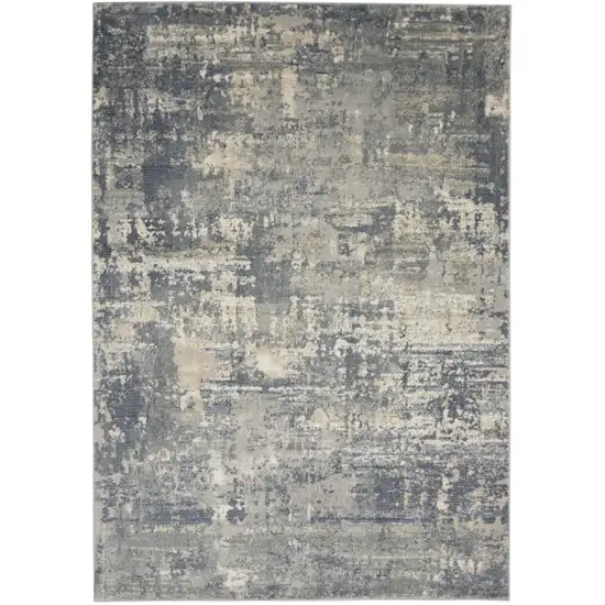 Grey And Beige Abstract Power Loom Non Skid Area Rug Photo 2