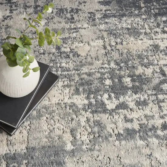 Grey And Beige Abstract Power Loom Non Skid Area Rug Photo 9