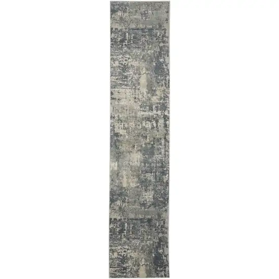 2' X 8' Grey And Beige Abstract Power Loom Non Skid Runner Rug Photo 1