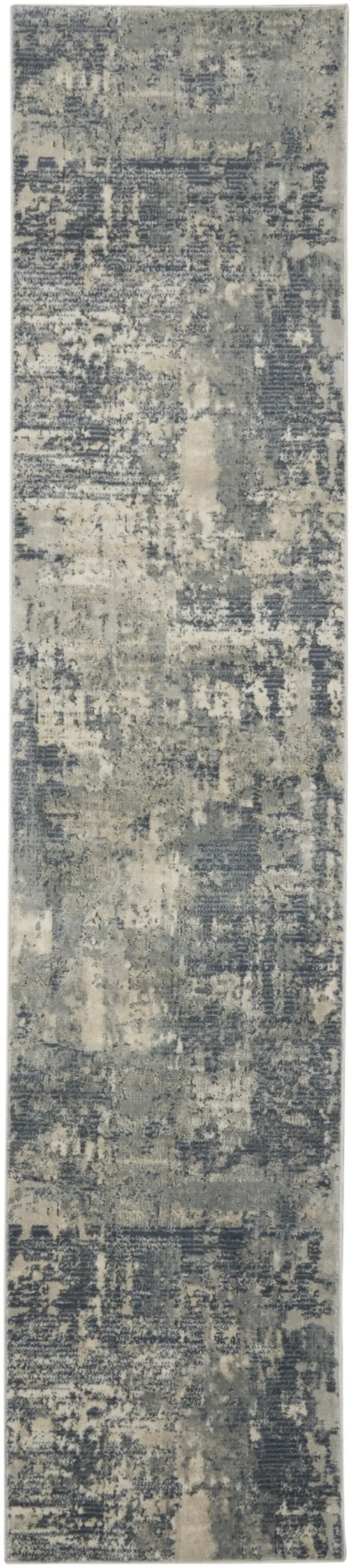 2' X 8' Grey And Beige Abstract Power Loom Non Skid Runner Rug Photo 1