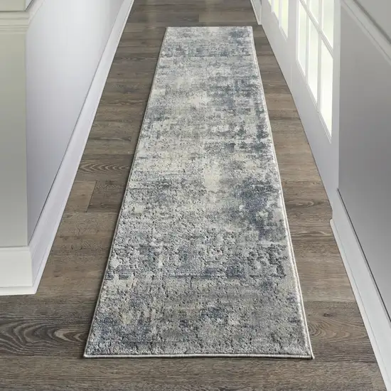 2' X 8' Grey And Beige Abstract Power Loom Non Skid Runner Rug Photo 4