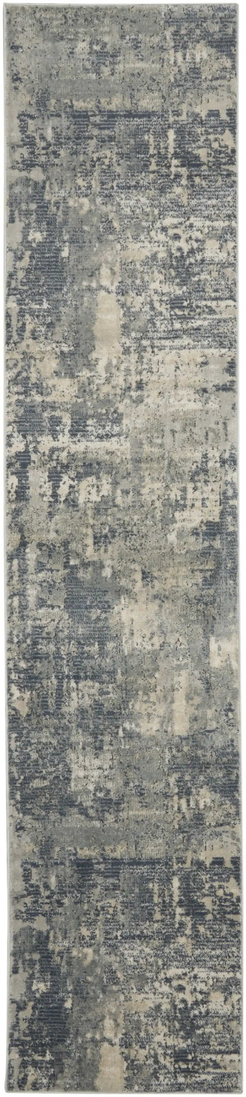 2' X 8' Grey And Beige Abstract Power Loom Non Skid Runner Rug Photo 3