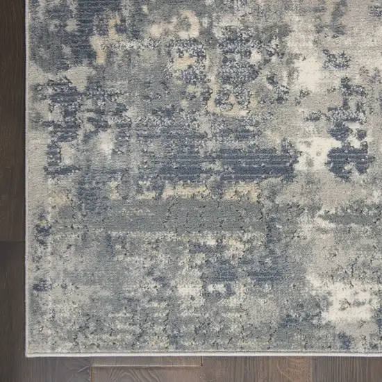 2' X 8' Grey And Beige Abstract Power Loom Non Skid Runner Rug Photo 9