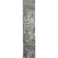 Photo of Grey And Beige Abstract Power Loom Non Skid Runner Rug