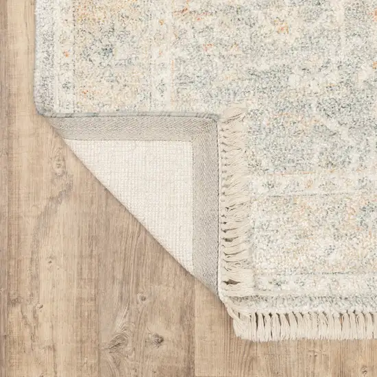 Grey And Beige Oriental Hand Loomed Stain Resistant Area Rug With Fringe Photo 7