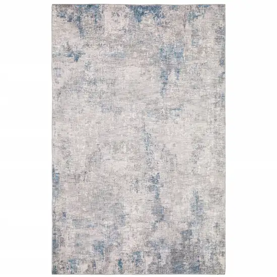 Grey And Blue Abstract Power Loom Stain Resistant Area Rug Photo 2