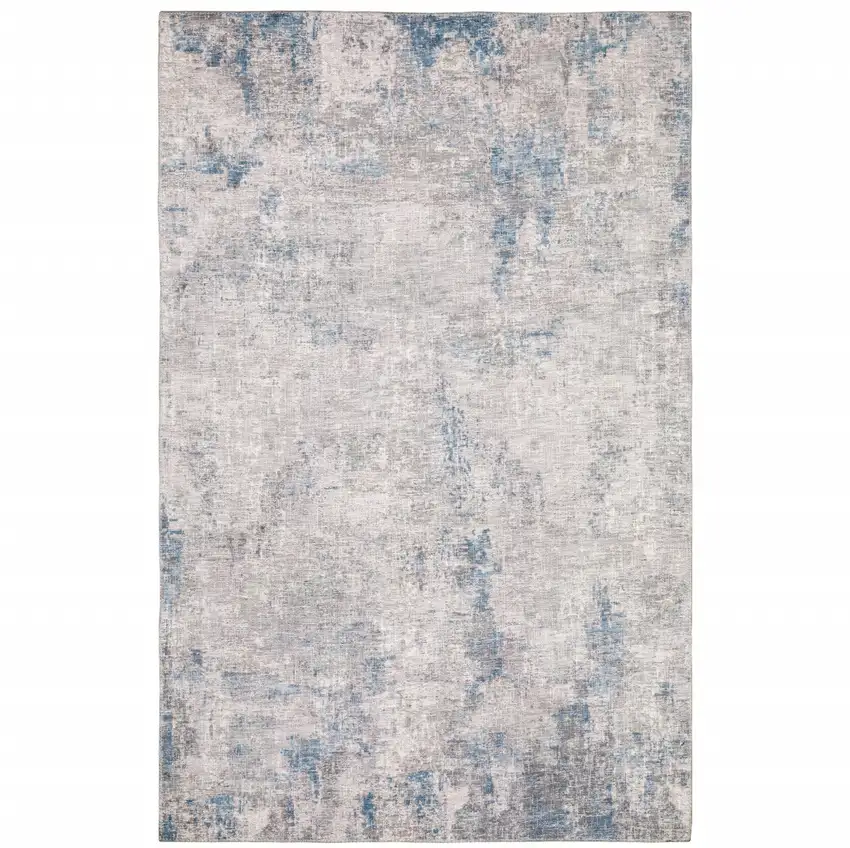 Grey And Blue Abstract Power Loom Stain Resistant Area Rug Photo 2