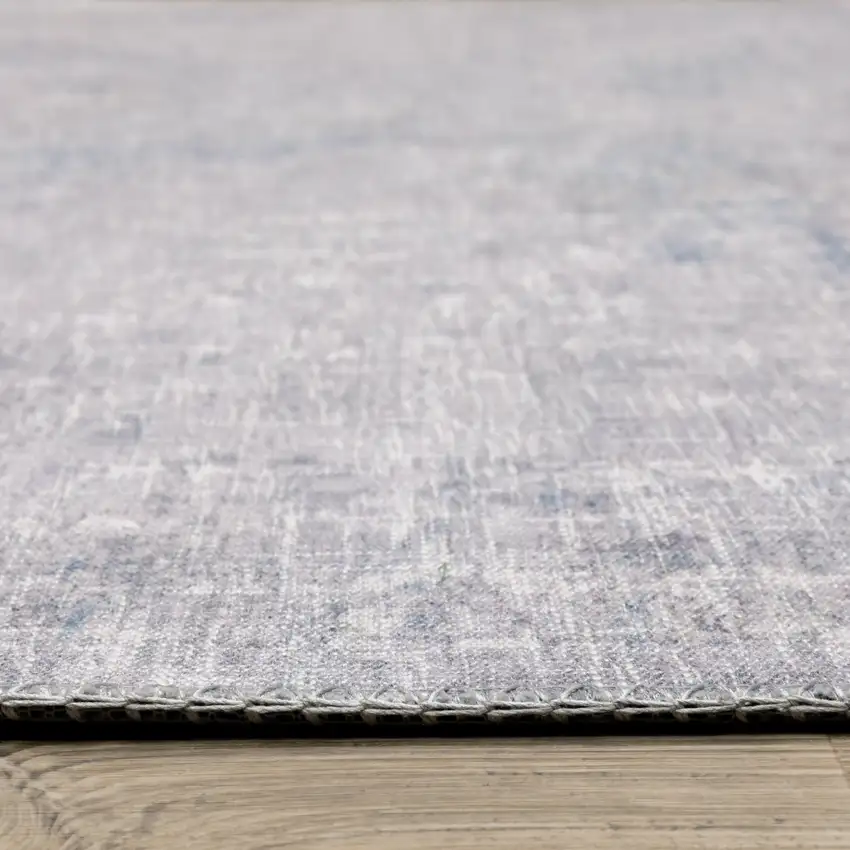 Grey And Blue Abstract Power Loom Stain Resistant Area Rug Photo 5