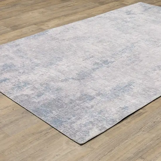Grey And Blue Abstract Power Loom Stain Resistant Area Rug Photo 6