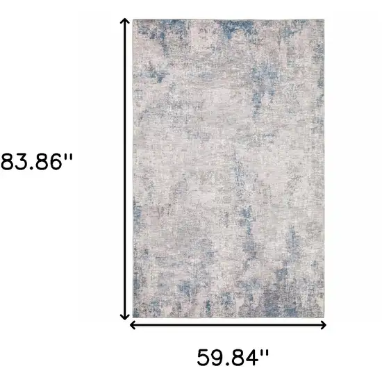 Grey And Blue Abstract Power Loom Stain Resistant Area Rug Photo 3