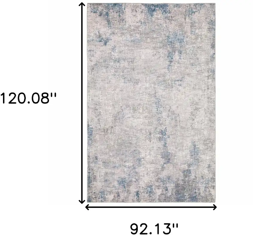 Grey And Blue Abstract Power Loom Stain Resistant Area Rug Photo 10