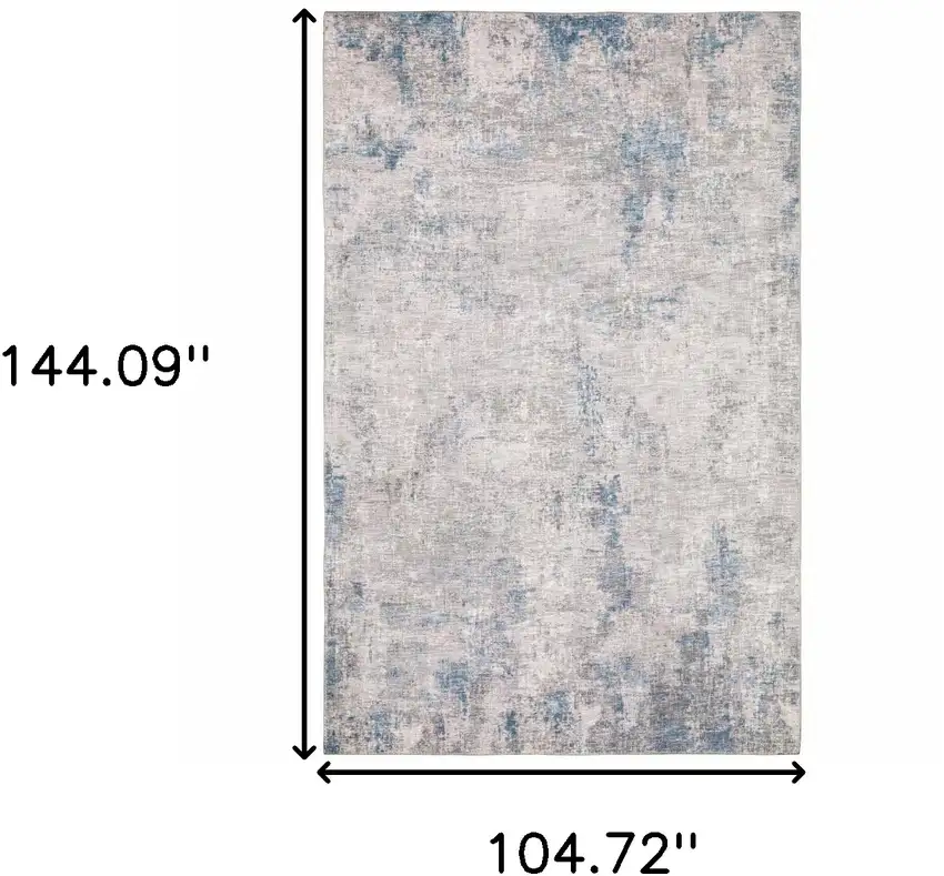 Grey And Blue Abstract Power Loom Stain Resistant Area Rug Photo 10