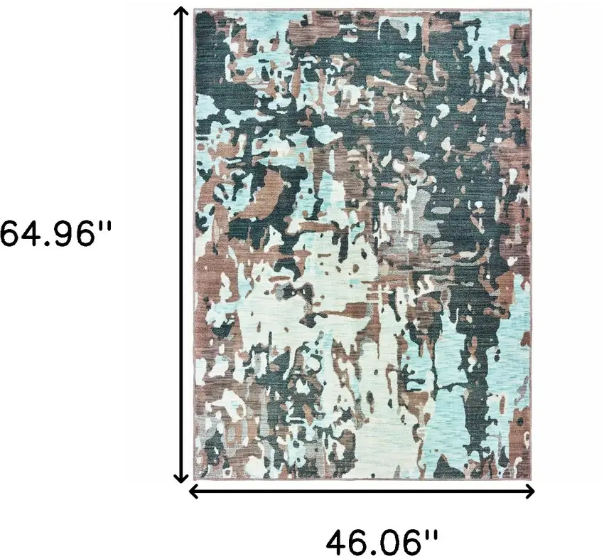 Grey And Blue Abstract Power Loom Stain Resistant Area Rug Photo 6