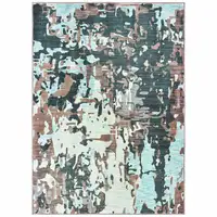 Photo of Grey And Blue Abstract Power Loom Stain Resistant Area Rug