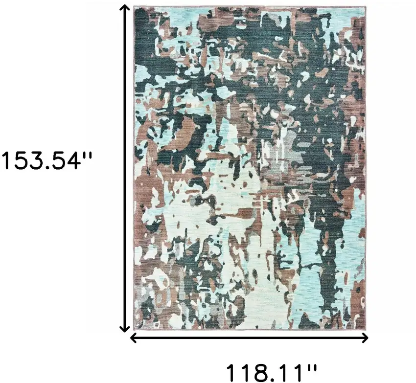 Grey And Blue Abstract Power Loom Stain Resistant Area Rug Photo 6
