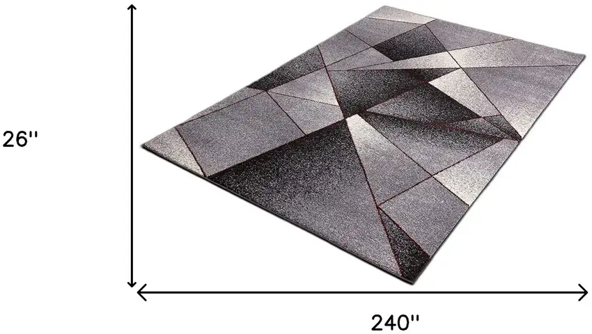 Grey And Blue Geometric Power Loom Stain Resistant Area Rug Photo 7