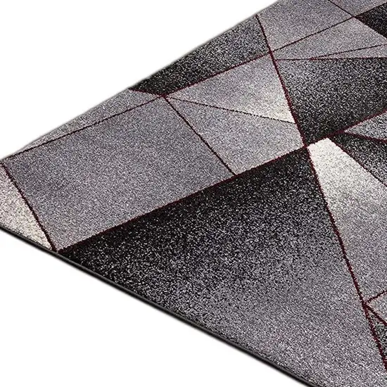 2' X 20' Grey And Blue Geometric Power Loom Stain Resistant Area Rug Photo 3