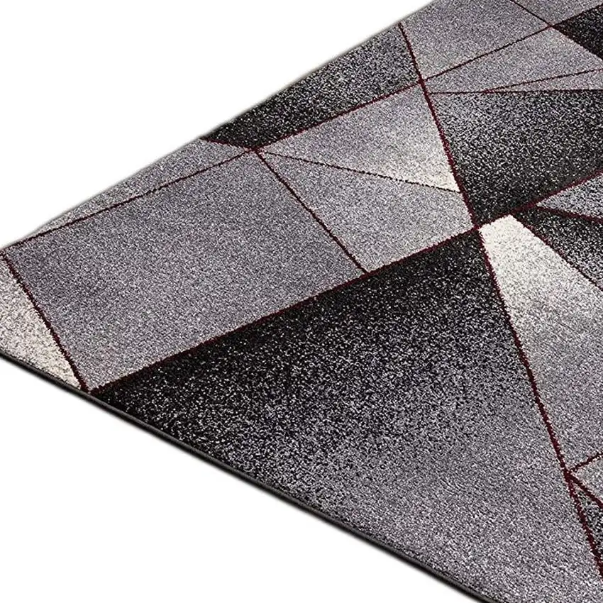 2' X 20' Grey And Blue Geometric Power Loom Stain Resistant Area Rug Photo 3