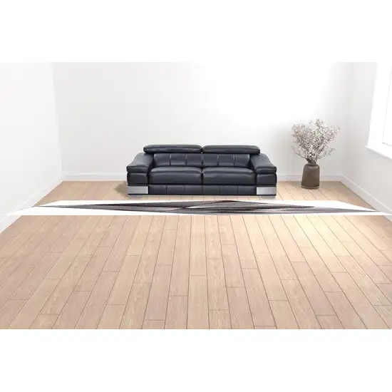 Grey And Blue Geometric Power Loom Stain Resistant Area Rug Photo 2