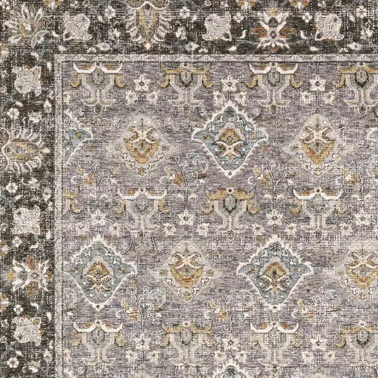 Grey And Blue Oriental Power Loom Stain Resistant Area Rug With Fringe Photo 7